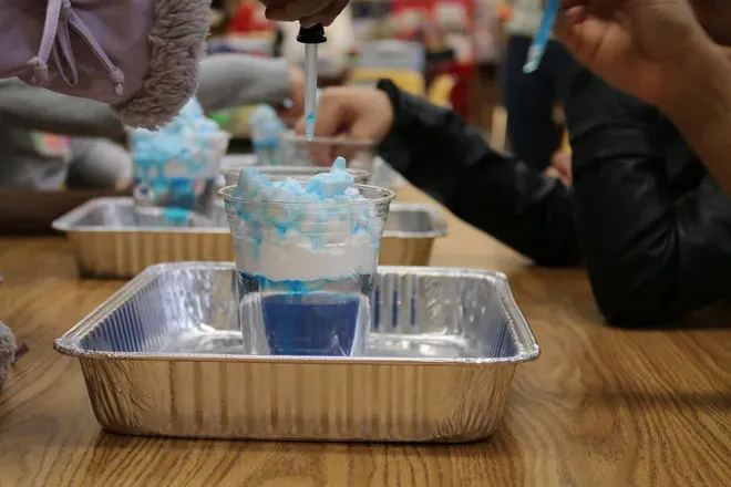 weather experiment in glass container